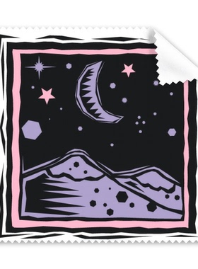 紫色山脉月亮星星墨西哥文化版画眼镜布屏幕清洁布礼物手机屏幕擦