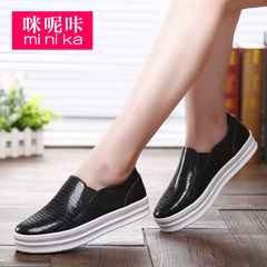 Microphone clicking fall 2015 the Korean version of Lok Fu round head shoe female thick-soled feet lazy men shoes, elevated shoes and leisure shoes