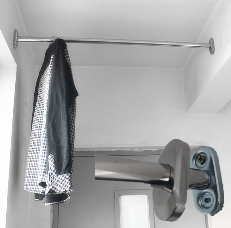 打孔安装晾衣杆304不锈钢白黑金