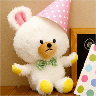 韩国代购 School读书熊David毛绒玩具公仔白色卷毛小熊玩偶 Bears