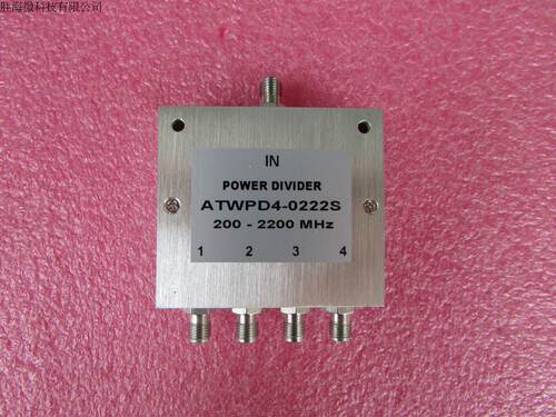 ATWPD4-0222S 200-2200MHz SMA RF射频同轴4路 一分四功分器 合路器 厂家承若质量保修1年，请放心购买  型号：ATWPD4-0222S   50欧姆 一分四  功分器/合路器   SPECIFICATIONS Frequency Range:  200-2200MHz