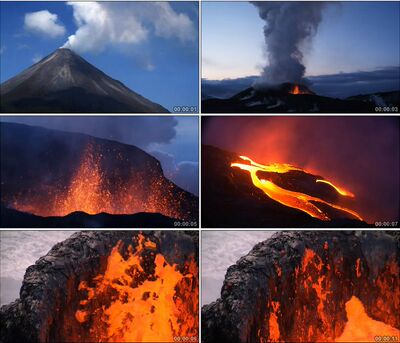 活火山火山爆发火焰岩浆自然奇观高清实拍视频素材