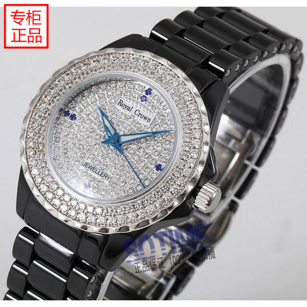 好货  royal crown萝亚克朗正品高贵陶瓷男士手表 满天星水钻表