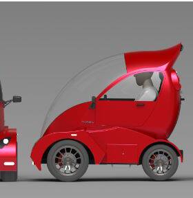 E 微型电动汽车概念车 红色 车辆模型 3D模型建模图纸
