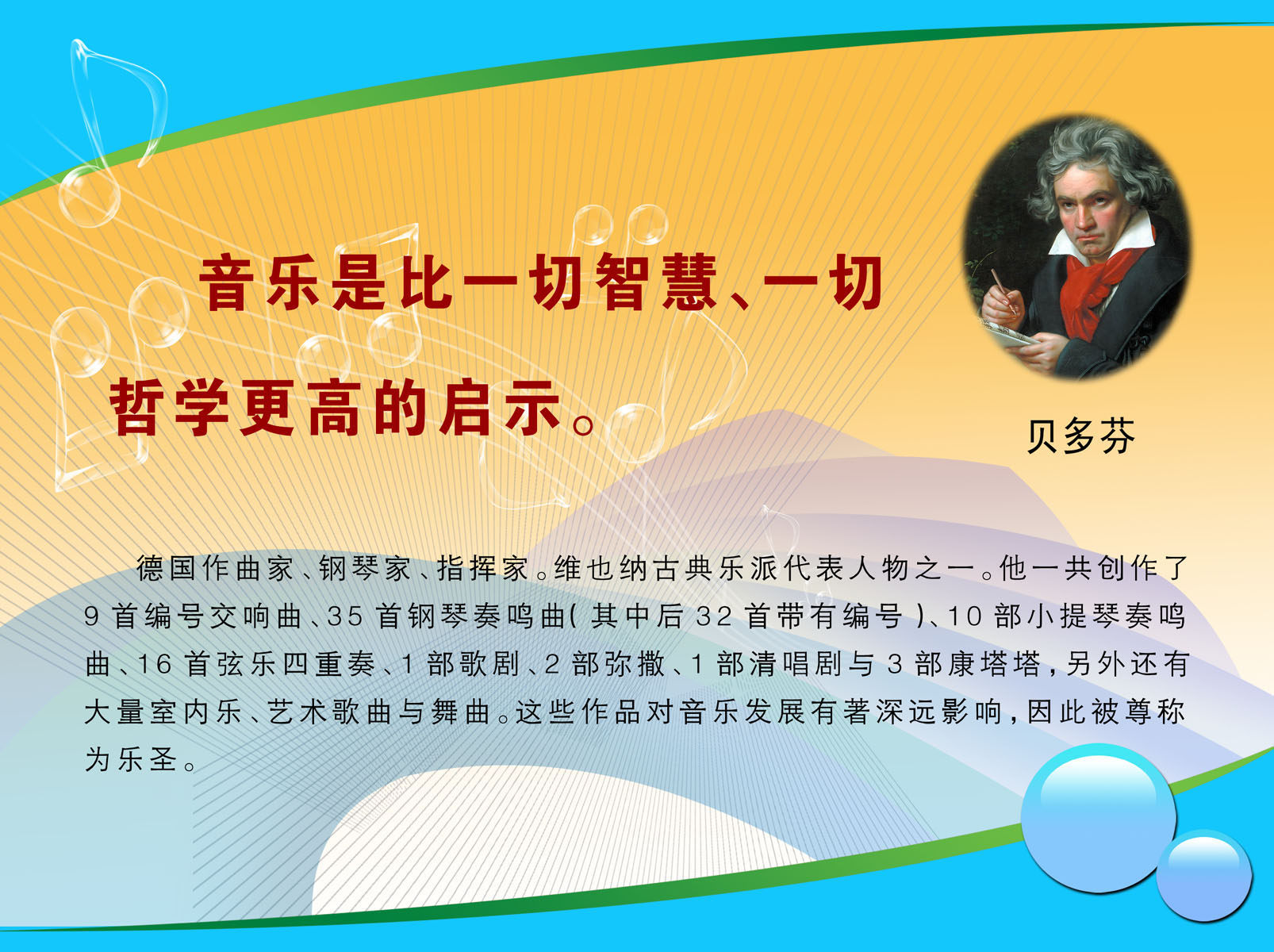 726海报印制展板写真喷绘贴纸367学校文化长廊贝多芬音乐家简介