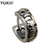 YUKI domineering men silver jewelry 925 Silver earrings Korean fashion men Thai silver skull ear clip Club accessories