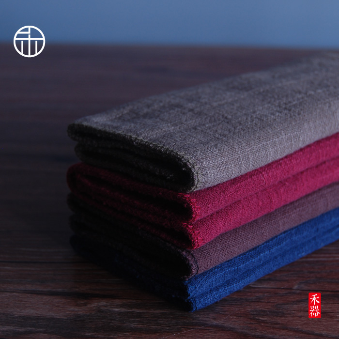 禾器堂 棉麻布艺茶巾 洁方 四层加厚吸水性好 复古质感功夫茶道具