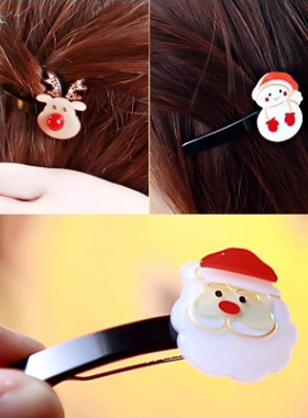 Angelrena韩国进口发饰正品 圣诞老人 雪人小鹿发夹边夹刘海夹F2
