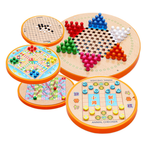 智力开发木制儿童学生成人玩具桌面游戏跳棋多功能五合一棋