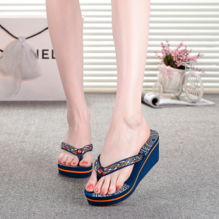 越南拖鞋 日常沙滩拖鞋 女厚底坡跟韩版 防滑休闲潮夹脚鞋 越南鞋 新款