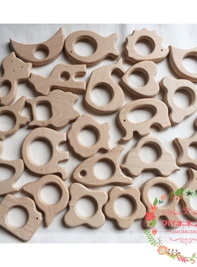 原木牙胶榉木动物宝宝咬牙棒木摆件 单个价