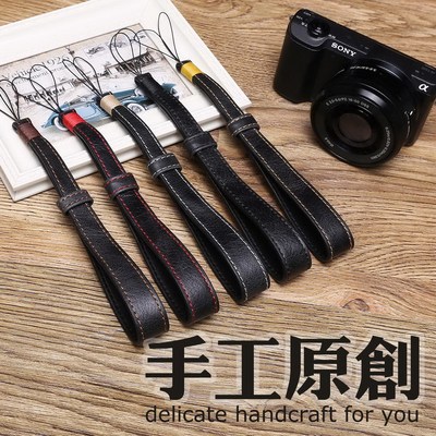 适用索尼微单理光gr牛皮相机腕带