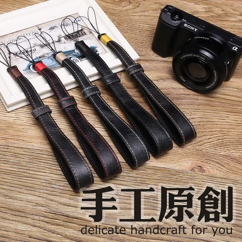 适用索尼微单理光gr牛皮相机腕带