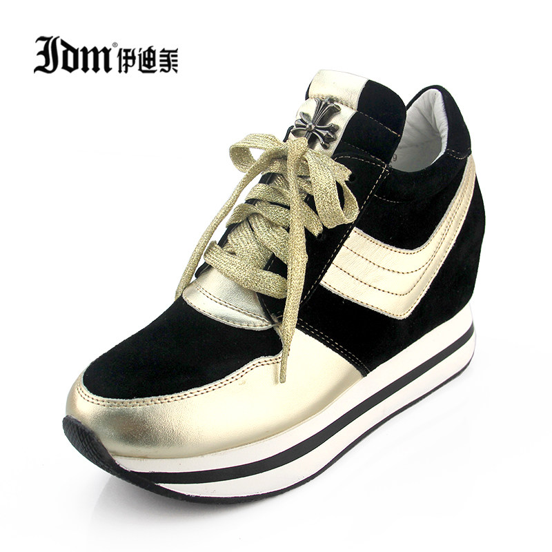 edm伊迪美夏季新品女鞋内增高单鞋平底运动风休闲鞋跑步松糕鞋