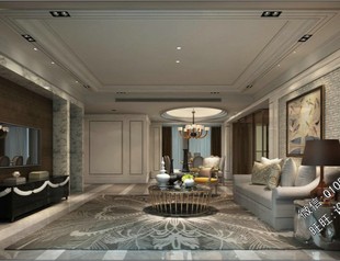 平层设计 新古典风格 名师邱德光样板间CAD施工图纸效果图欧式