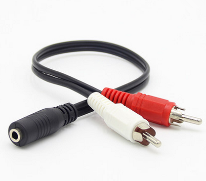 3.5mm母转双莲花公音频线 双莲花公转3.5母 电视耳机AV线 转接线