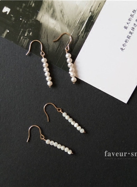 faveur 回馈 14k包金 天然淡水珍珠耳环 小小的 很精致美美哒礼物