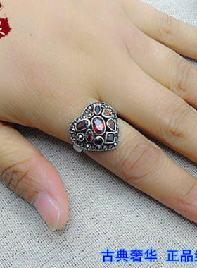 爱心形红宝石碧玺戒指新款包邮