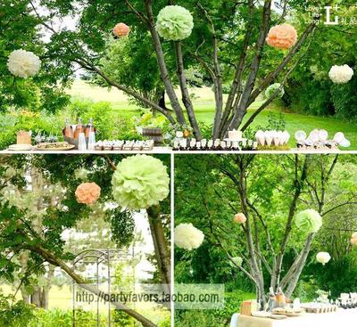 创意纸花球 pompom 婚房教室房间布置用品 彩色拉花  party 45cm