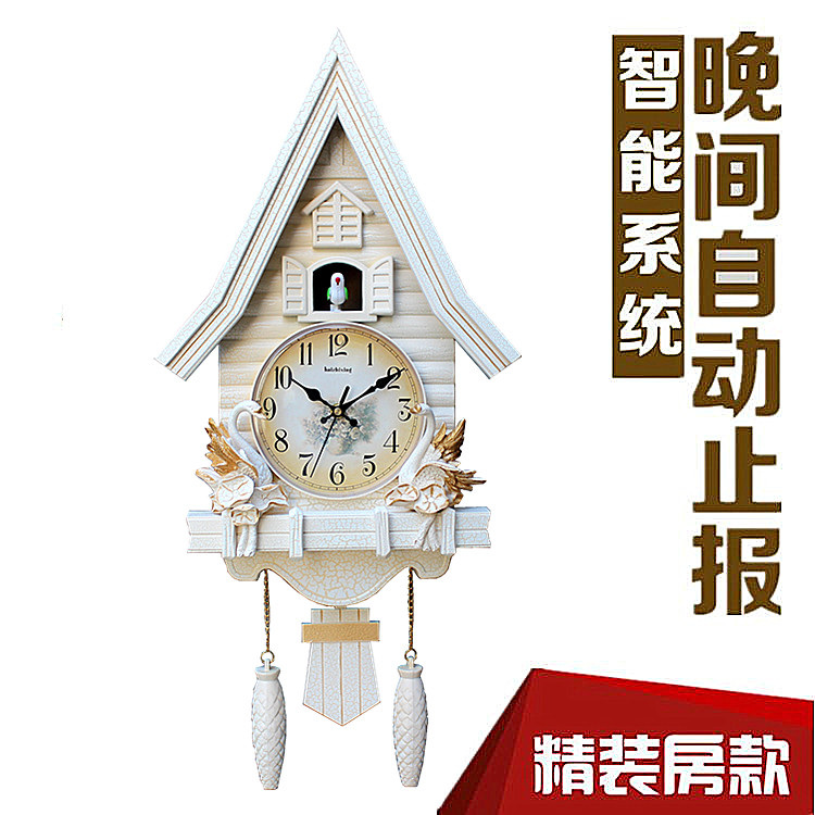 客厅时尚挂钟装饰现代创意布谷鸟钟儿童房整点报时咕咕钟家用时钟