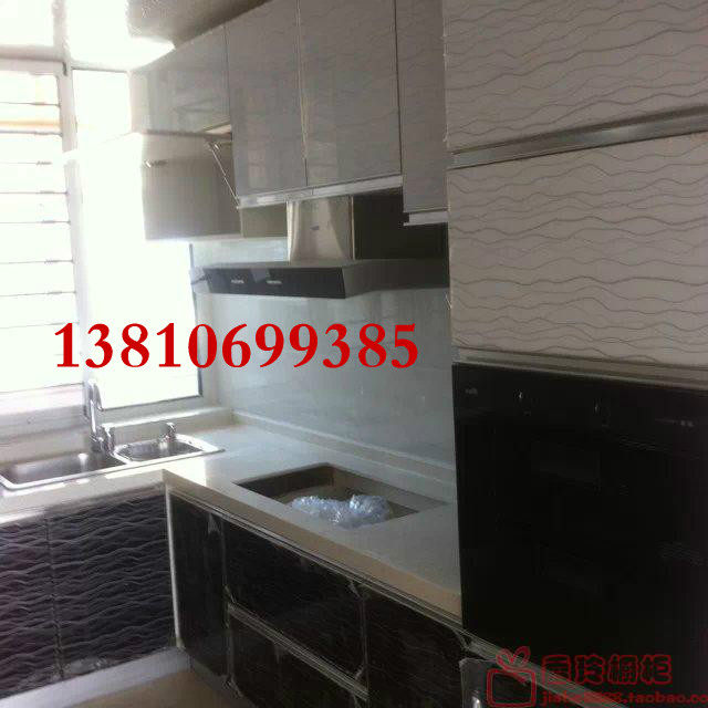 整体橱柜　亚克力橱柜　石英石台面　不锈钢台面定做