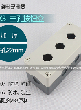 按钮盒 22mm孔径 TYX3S ABS塑料绝缘材料 灰盖3孔 防水 阻燃 耐摔