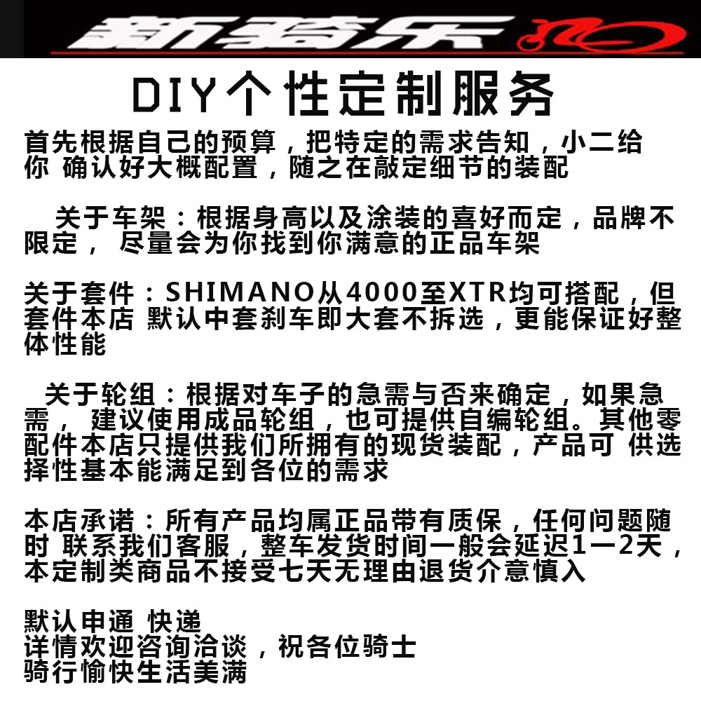 新骑乐DIY组装定制11/20/22/27/30/33速山地整车专用付款链接