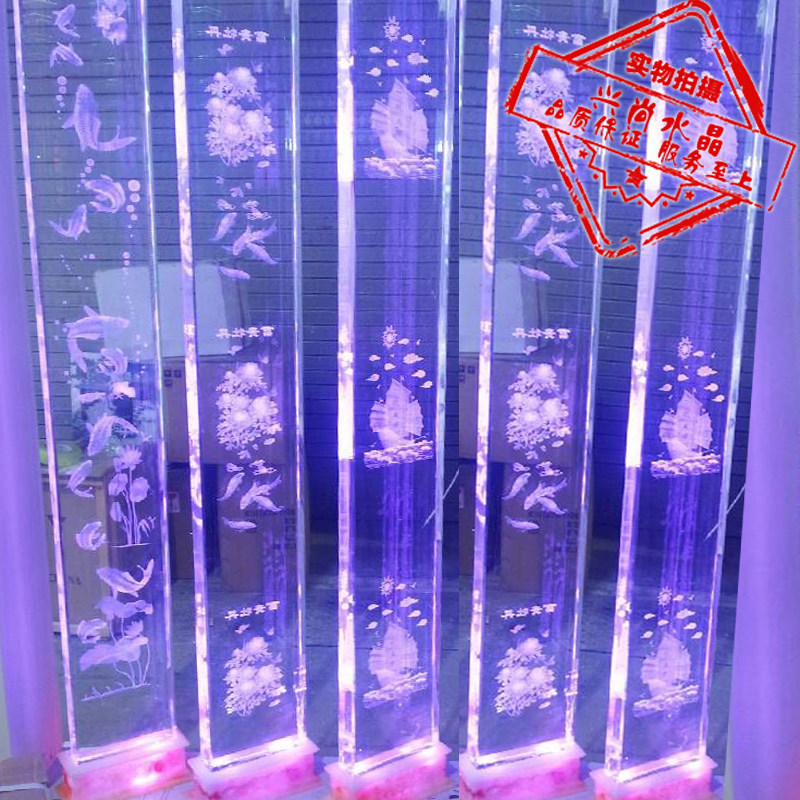 激光精磨3d内雕水晶柱 板 玻璃柱灯柱装饰柱子 客厅隔断墙玄关柱