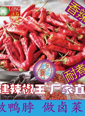 正宗福建辣椒王特辣超辣干辣椒朝天椒农家散装黑鸭卤鸭脖500G