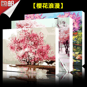 数字油画diy包邮特价人物客厅新房风景花卉结婚装饰40*50江南烟雨