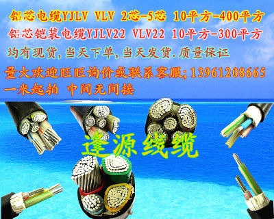 铝电缆 铝芯铠装电缆  YJLV22 VLV 2芯-3芯/10-400平方