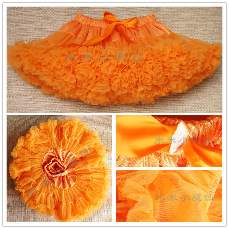 儿女童橙桔色半身澎裙蓬蓬裙angels face宝宝纱裙舞蹈演出节日裙