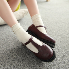 New trend shoes in spring 2015 School of Korean Air student shoes flat shoes and comfortable buckle with round head shoe