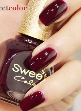 网红SC环保快干指甲油 显白不可剥黑紫酱紫色 不可撕拉网红学生