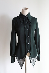 MMM 阿斯加德之梦 原创设计墨绿色等 北欧风刺绣尖领衬衫 lolita