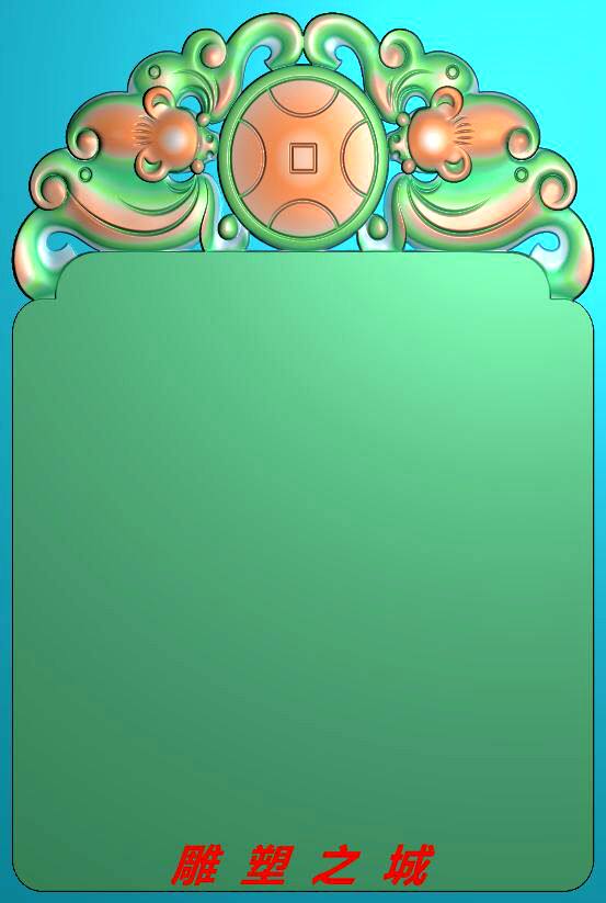 精雕图 灰度图 浮雕图 电脑雕刻图 玉雕双福头无事牌