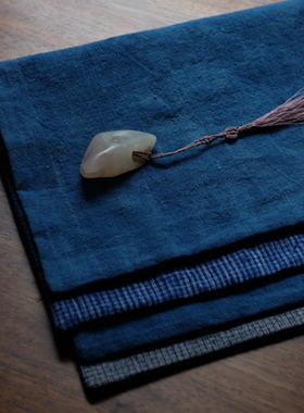 【时舟】手织布 手工深蓝老粗布双面茶垫 茶巾 茶席 餐布 餐垫