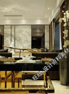 c16 最新港式设计奢华现代样板房金属风格CAD施工图纸照片