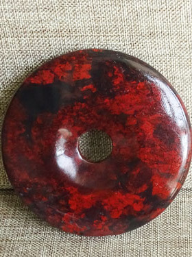 天然平安扣吊坠项链鸡血红碧玉