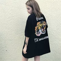 Длинная футболка с коротким рукавом для школьников и студентов, средней длины, свободный крой, коллекция 2023, большой размер
