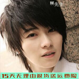假发男韩版帅气短发蓬松黑色短直发学生高温丝全头青年男士假发套