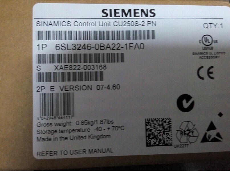 西门子G120控制单元CU250S-2 PN全新  6SL3246-0BA22-1FA0