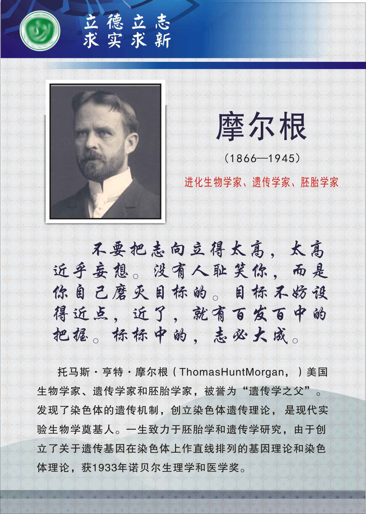 735海报展板733校园文化实验室科学名人生物学家挂图摩尔根