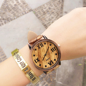 新款爆卖复古木纹手表 男女中性礼物手表 现货热卖简约刻度休闲表