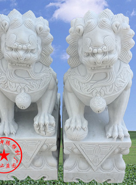 镇宅风水墓地小狮子摆件汉白玉