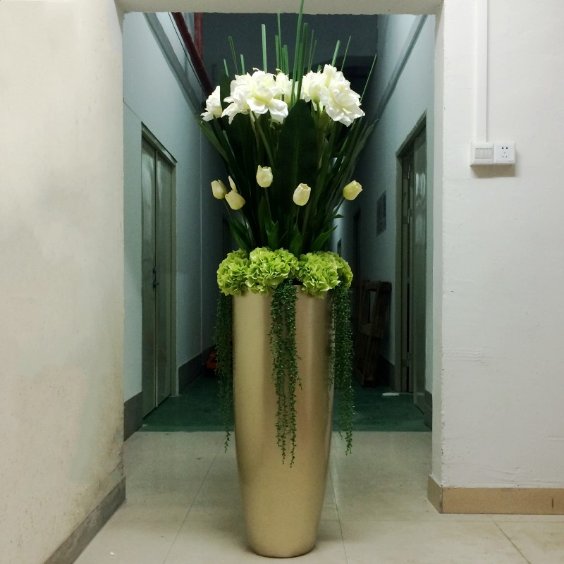 优雅落地花瓶客厅套装仿真整体花艺摆件酒店会所大堂假花插花装饰