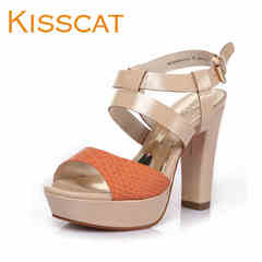 KISS CAT/Kiss cat crude Sandals leather colour matching high heel platform shoes EK32349-01