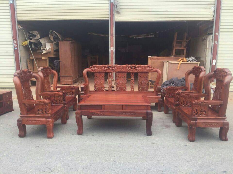 缅甸花梨木大果紫檀战国大象头沙 发红木实沙发组合家具红木家具