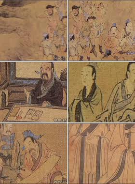 孔子教学图三圣图古代历史资料高清实拍视频素材