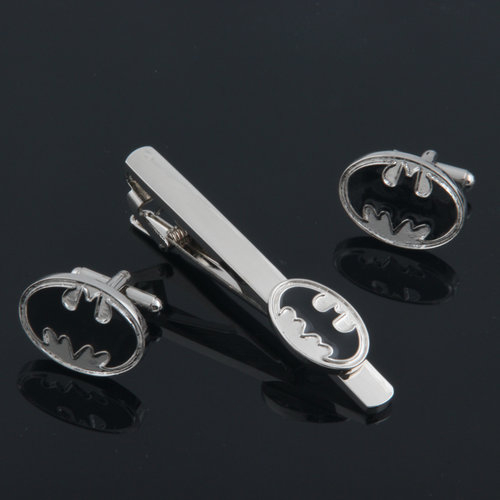 优质领带夹、袖扣套装男士Stickpin Superhero系列黑色凸出蝙蝠侠